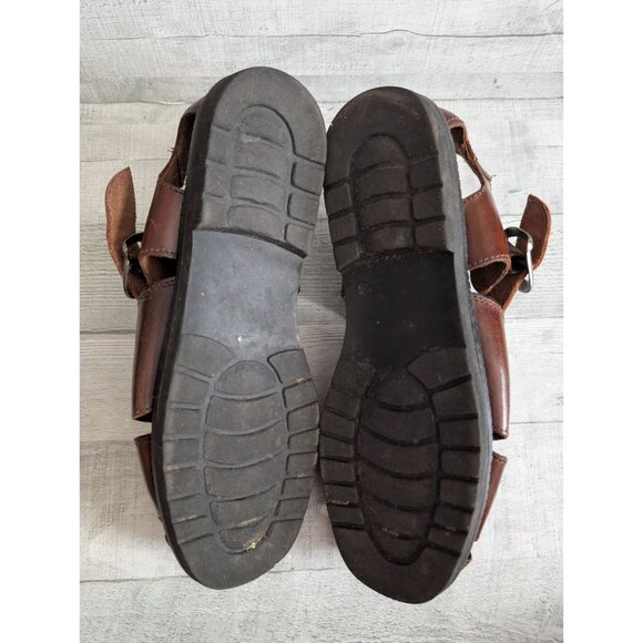 Mens Deer Stags Brown Leather Fisherman Sandals With Adjustable Strap Size 11 M - Picture 7 of 7